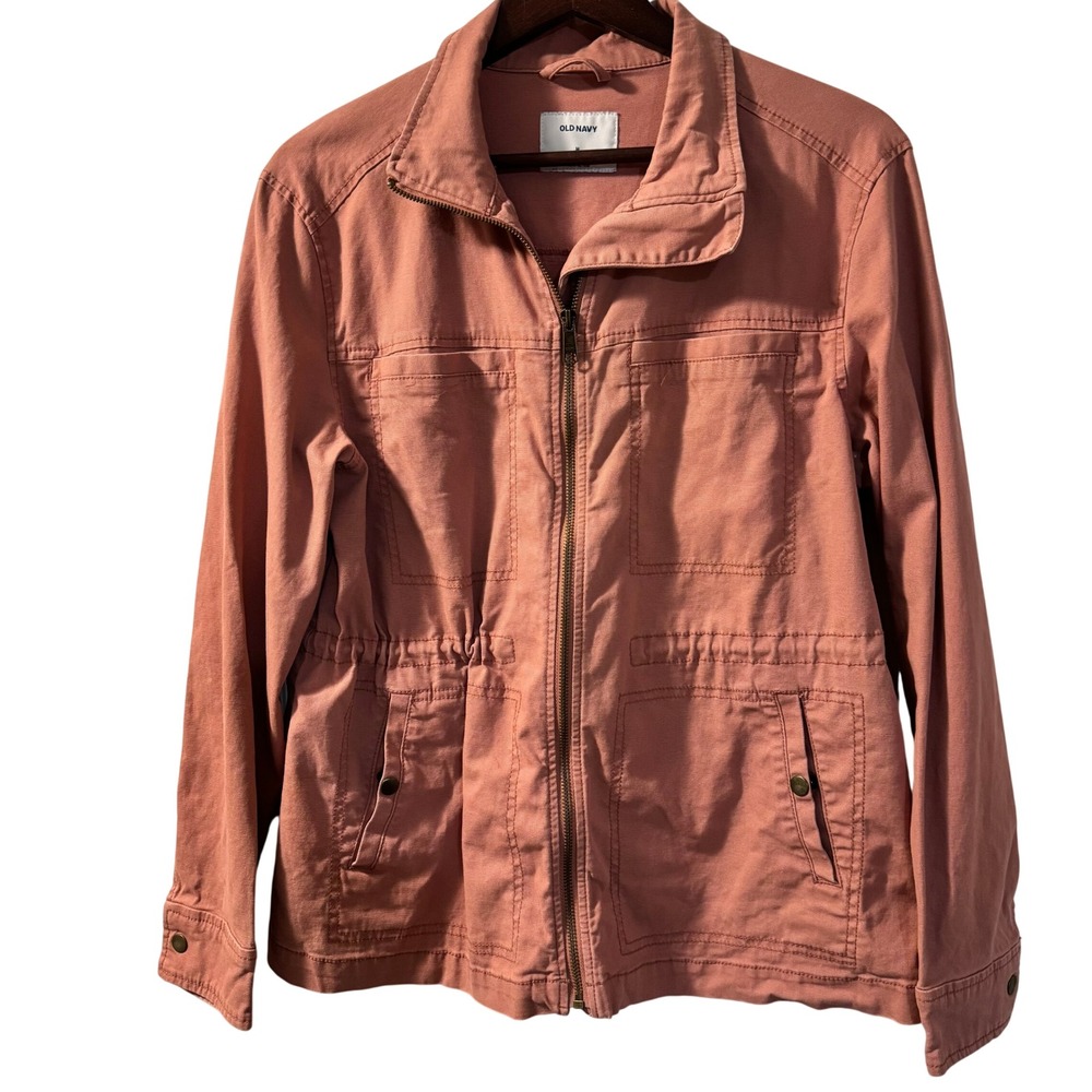 Old Navy Womens Utility Field Jacket Terracotta Coral Pink Full Zip Medium M